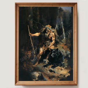 Antique Viking Art Print | Vintage Nordic Painting | Norse Warrior Wall Art | Nordic Home Decor | Fantasy Wall Art | Viking Mythology Poster