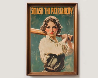 Smash the Patriarchy Retro Art Print | Feminism Poster | Feminist Art | Feminist Printable Art | Digital Download | Progressive Liberal Art