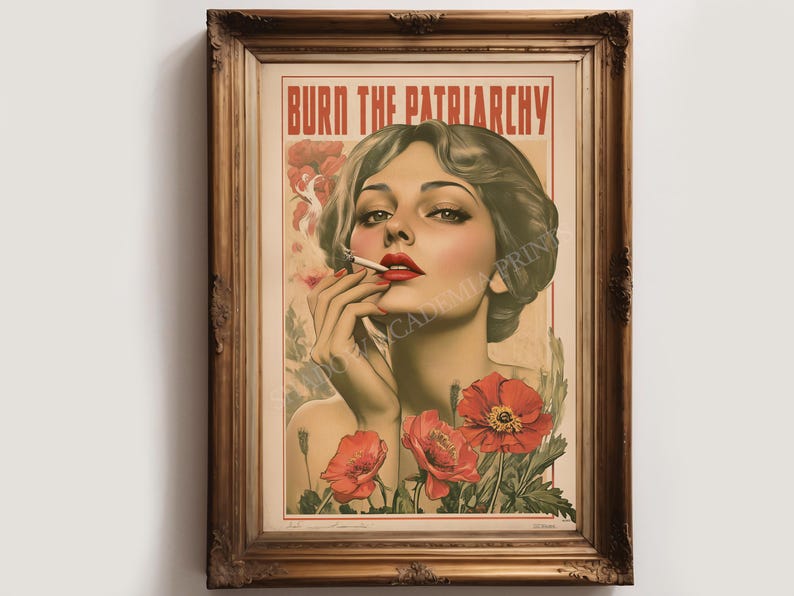 Impresión de arte vintage "Quemen el patriarcado" / Póster feminista / Arte feminista / Póster vintage / Decoración ecléctica para el hogar / Descarga digital imagen 3