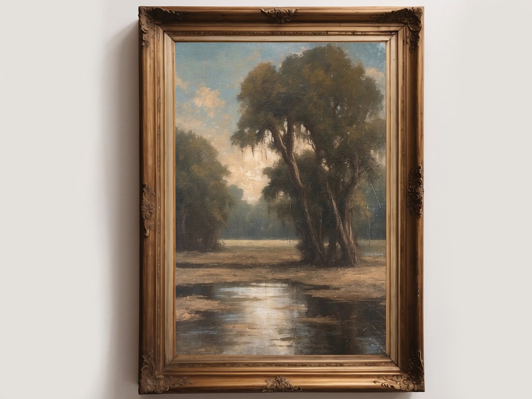Rustic Oil Painting Atchafalaya Basin, Louisiana | Moody Wall Decor ...