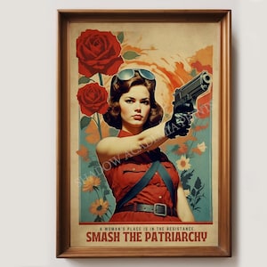 Smash the Patriarchy Retro Art Print | Feminist Art | Feminism Poster | Vintage Poster | Eclectic Home Decor | Digital Download | Girl Power