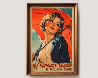 Fallen des Patriarchats Retro Kunstdruck | Feministische Kunst | Feminismus Poster | Feministische druckbare Kunst | Digitaler Download | Girl Boss Geschenk