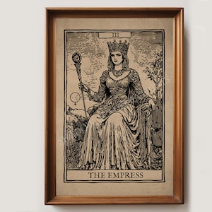 Die Kaiserin Vintage Tarot Kunstdruck | Dark Academia Dekor | Dunkle Ästhetik | Gothic Wanddekor | Witchy Druck | Okkultes Poster | Retro-Tarot