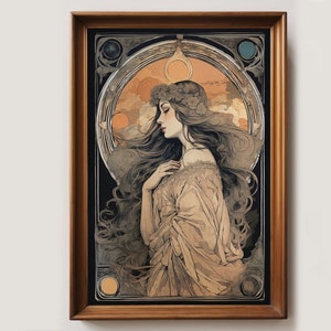 Ethereal Art Nouveau | Goddess Decor | Art Nouveau Print | New Art Nouveau | Witchy Decor | Printable Art | Celestial Art | Vintage Art