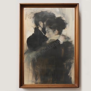 Paar Wand Kunst | Abstraktes Paar Poster | Stimmungsvolle Vintage Kunst | Druckbare Wandkunst | Digitaler Download | Skizze Kunst | Schwarze Academia Kunst