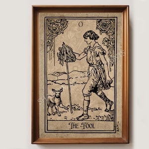 Der Narr Vintage Tarot Print | Tarot Kartendruck | Dark Academia Dekor | Dunkle Ästhetik | Gothic Wanddekor | Witchy Druck | Okkultes Poster