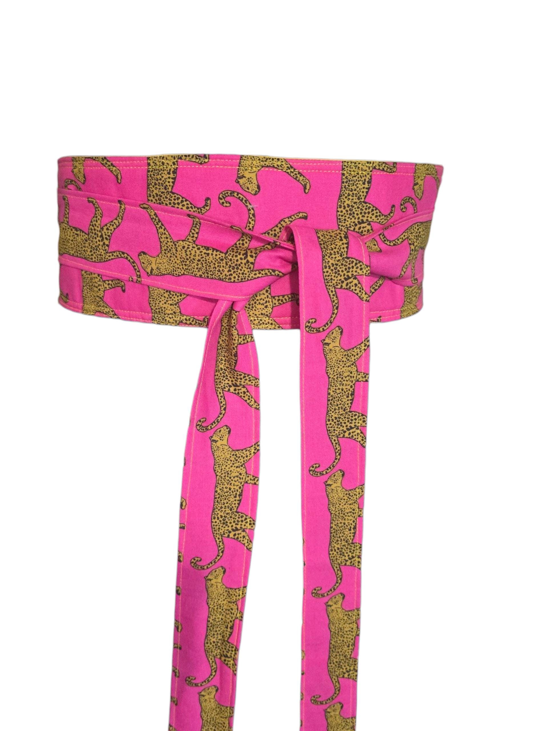 Leopard Animal Print FreeStyle Wrap Obi Statement Belt Animal Print Reversible Obi Belt, Wide Tie Waist Belt  main image 3