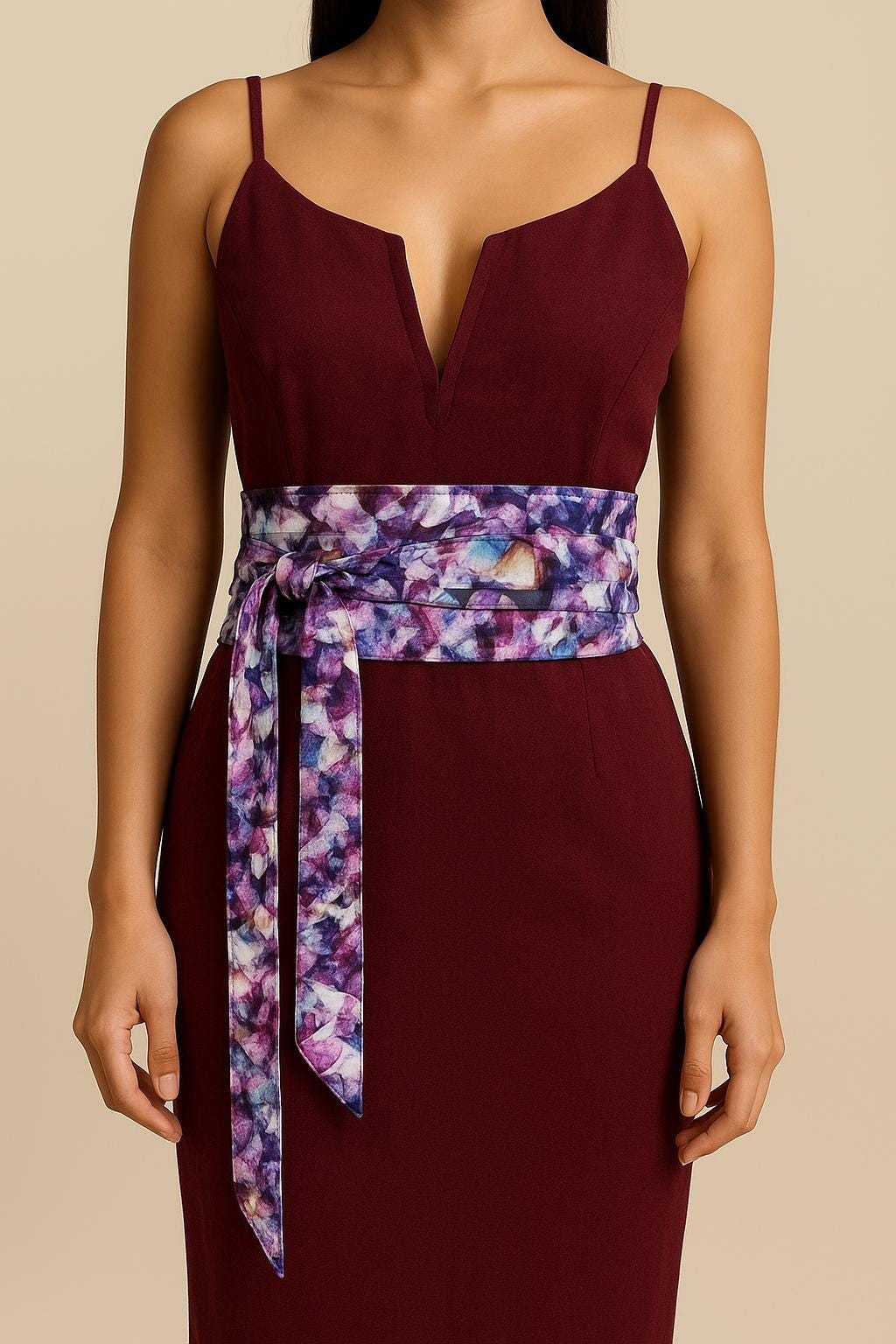 Handmade Reversible Obi Belt: Gemstone Print Cotton Wrap