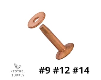 Rivets w/ Burrs #9, #12, #14 Solid Copper 10 sets - Craft Supplies & Accessories for Leather Projects