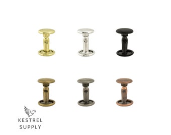 Double Cap Rivets 9x9 Solid Brass 10/100 sets - Craft Supplies & Accessories for Leather Projects