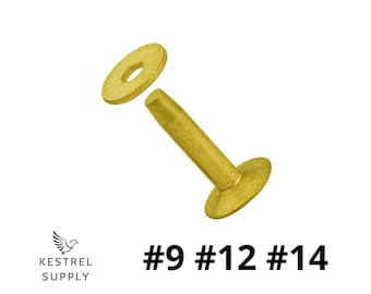 Rivets w/ Burrs #9, #12, #14 Solid Brass 10 sets - Craft Supplies & Accessories for Leather Projects