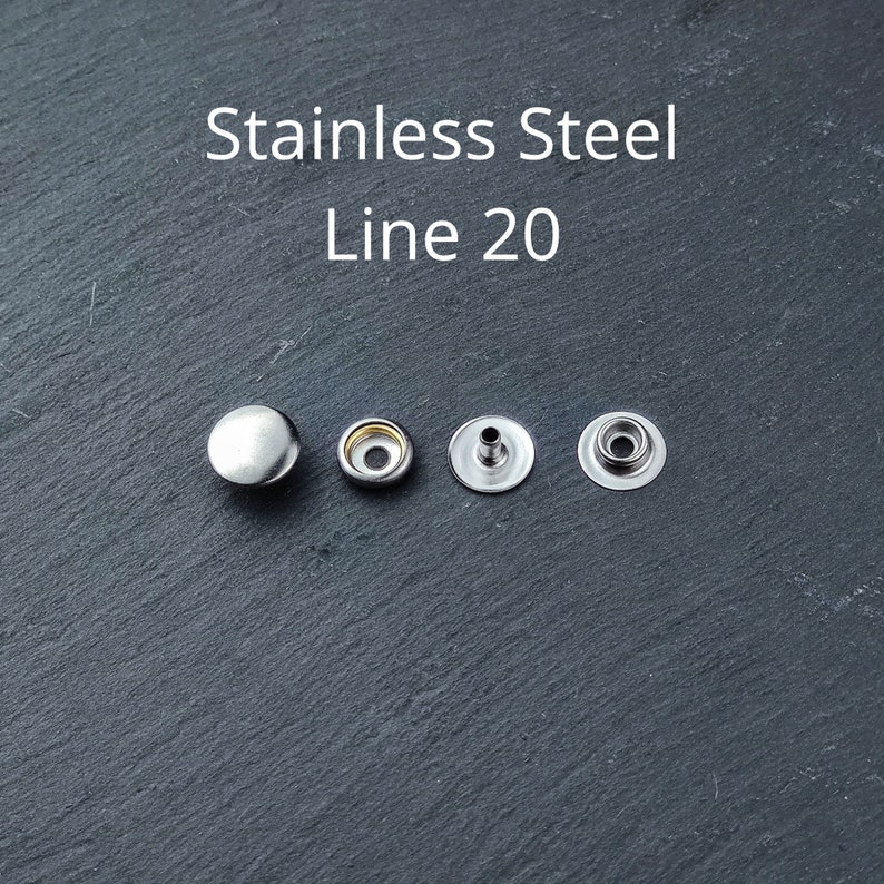 10/100 ensembles de boutons-pression Line 20 12,5 mm en laiton massif, acier inoxydable Fournitures d'artisanat et accessoires pour projets en cuir Stainless Steel