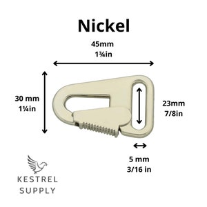 Lever Snap Hook 23/45/5mm Silver, Black, Craft Supplies & Accessories for Leather Projects Nickel