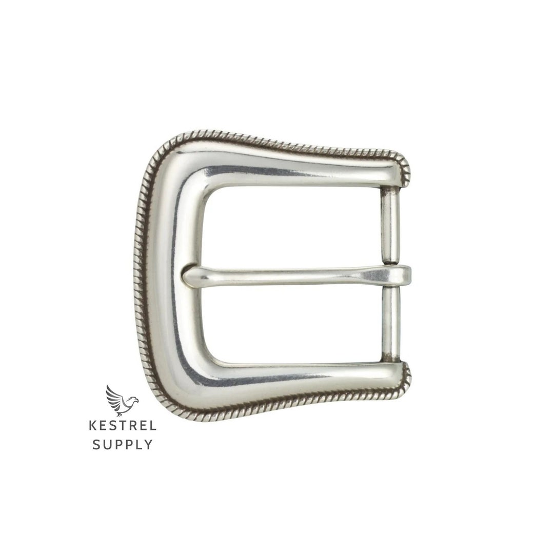 Rope Edge Buckle - Antique Silver, 38mm, Western Belt Buckle  display picture 1