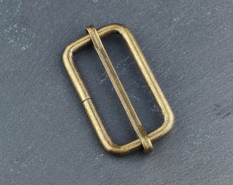Adjustable Oblong Strap Slide 40mm Antique Brass - Craft Supplies & Accessories for Leather Projects