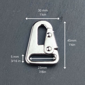 Lever-karabijnhaak 23/45/5 mm zilver, zwart, knutselbenodigdheden en accessoires voor leerprojecten afbeelding 3