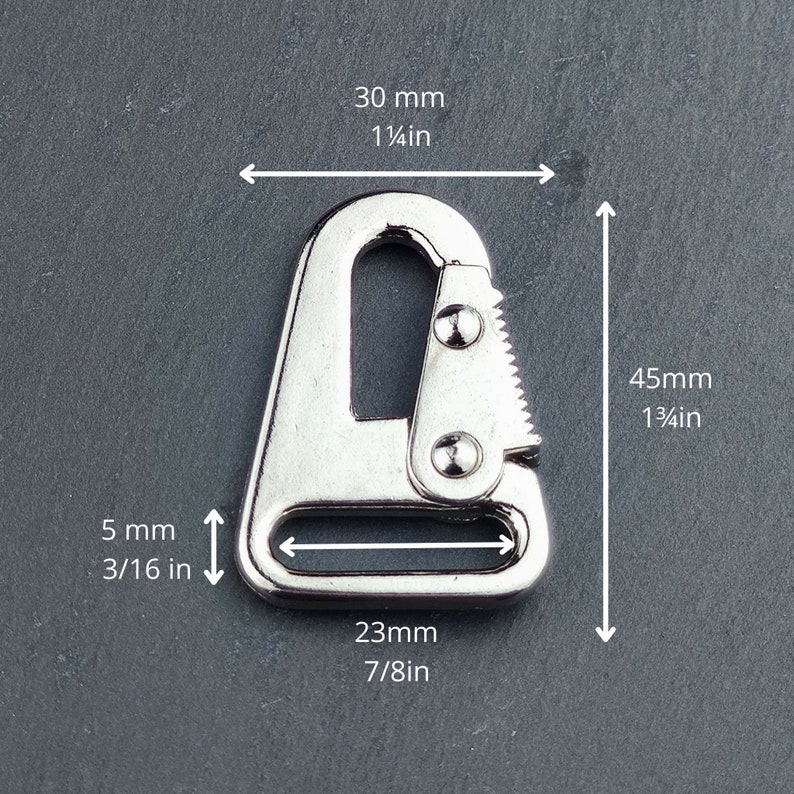 Lever-karabijnhaak 23/45/5 mm zilver, zwart, knutselbenodigdheden en accessoires voor leerprojecten afbeelding 3