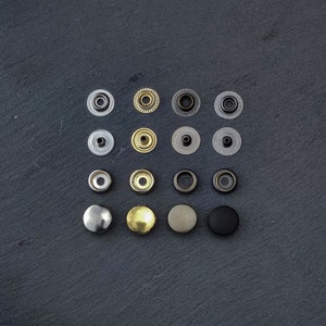 10/100 ensembles de boutons-pression Line 20 12,5 mm en laiton massif, acier inoxydable Fournitures d'artisanat et accessoires pour projets en cuir image 1