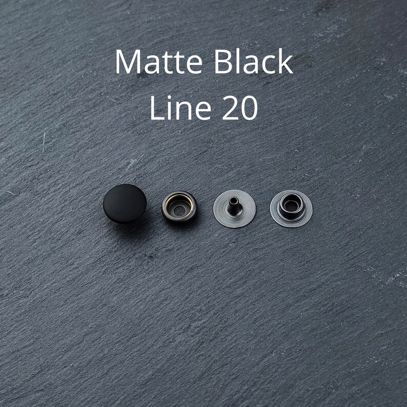 10/100 ensembles de boutons-pression Line 20 12,5 mm en laiton massif, acier inoxydable Fournitures d'artisanat et accessoires pour projets en cuir Matte Black