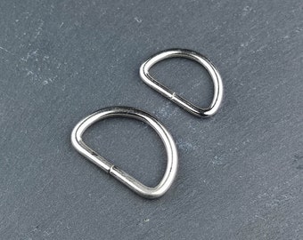 D Ring 20mm, 25mm Silver Nickel - Craft Supplies & Accessories for Leather Projects