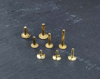 10 sets Rivets w/ Burrs #9, #12, #14 Solid Brass - Craft Supplies & Accessories for Leather Projects