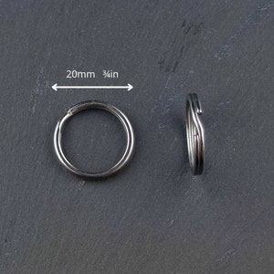 Llavero dividido de 20 mm Plata, oro, negro, materiales para manualidades y accesorios para proyectos de cuero Plata