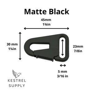 Lever Snap Hook 23/45/5mm Silver, Black, Craft Supplies & Accessories for Leather Projects Matte Black