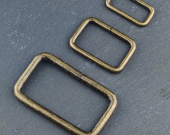 Rectangular Loop 20mm, 25mm, 40mm Antique Brass - Craft Supplies & Accessories for Leather Projects