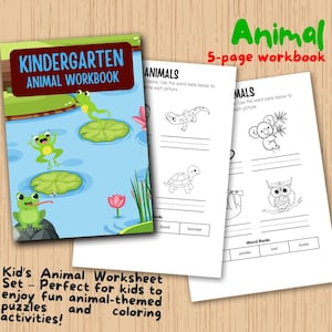 Kid’s Animal Worksheet Set – Perfect for kids to enjoy fun animal-themed puzzles and coloring activities!