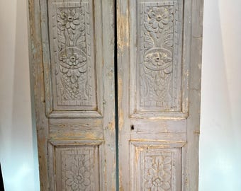130 Year Old Antique Carved Doors with Floral Design