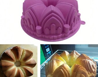 1PC large Crown Castle Shape Silicone Cake Mold Mousse Non-Stick 3D Cathedral Birthday Cake Pan Decorating Tools Large Bread mould gift for