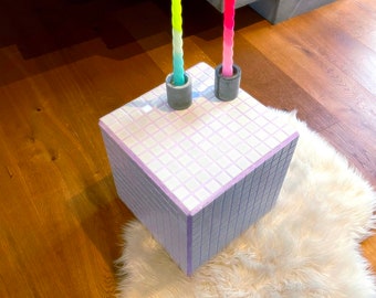 Tile cube side table mosaic cube