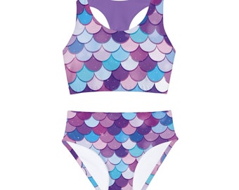 Mermaid Two Piece Swimsuit for Girls Customizable