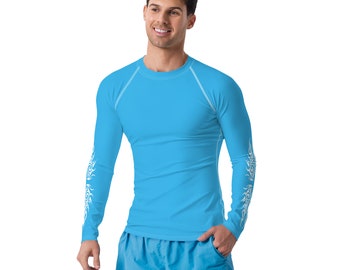 Herren Rash Guard Blau Tribal Muster Swim Shirt UV Schutz Surf Top Perfektes Beachwear Geschenk