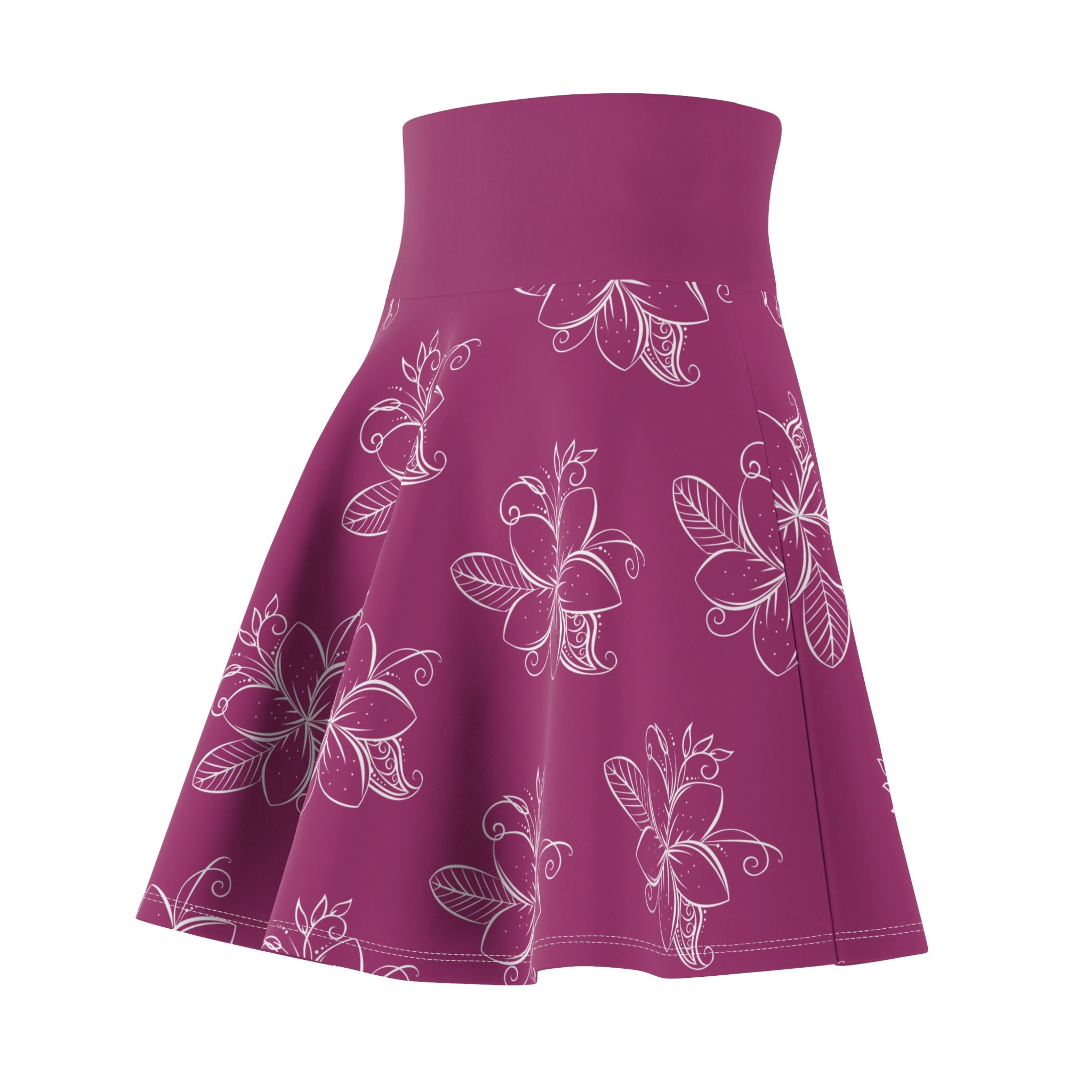 Orchard Flower Pink with Plumerias Skater Skirt, Women's Skater Skirt