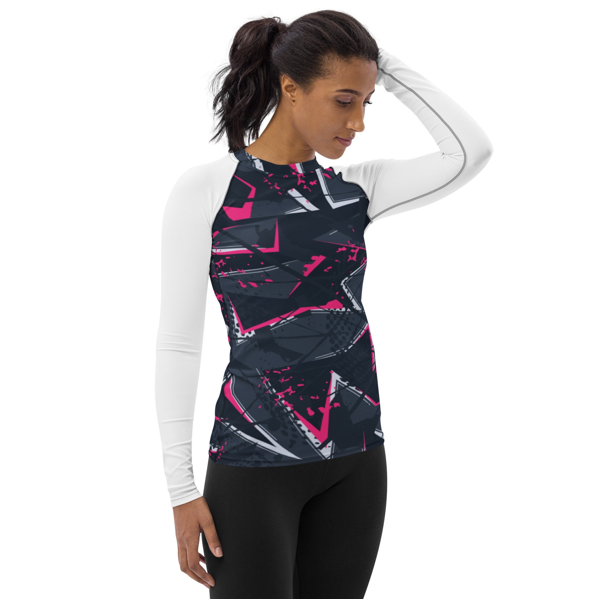Pattern Rash Guard Women's Rash Guard 90's Pattern With White Sleeves UPF 50 - Etsy