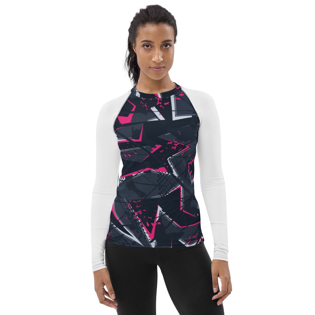 Pattern Rash Guard Women's Rash Guard 90's Pattern With White Sleeves UPF 50 - Etsy