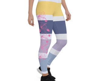 Yoga Leggings Striped Comfort Colours Floral Pattern