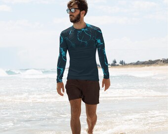 Men's Rash Guard UPF50+ Rash Guard Electric Blue Gradient