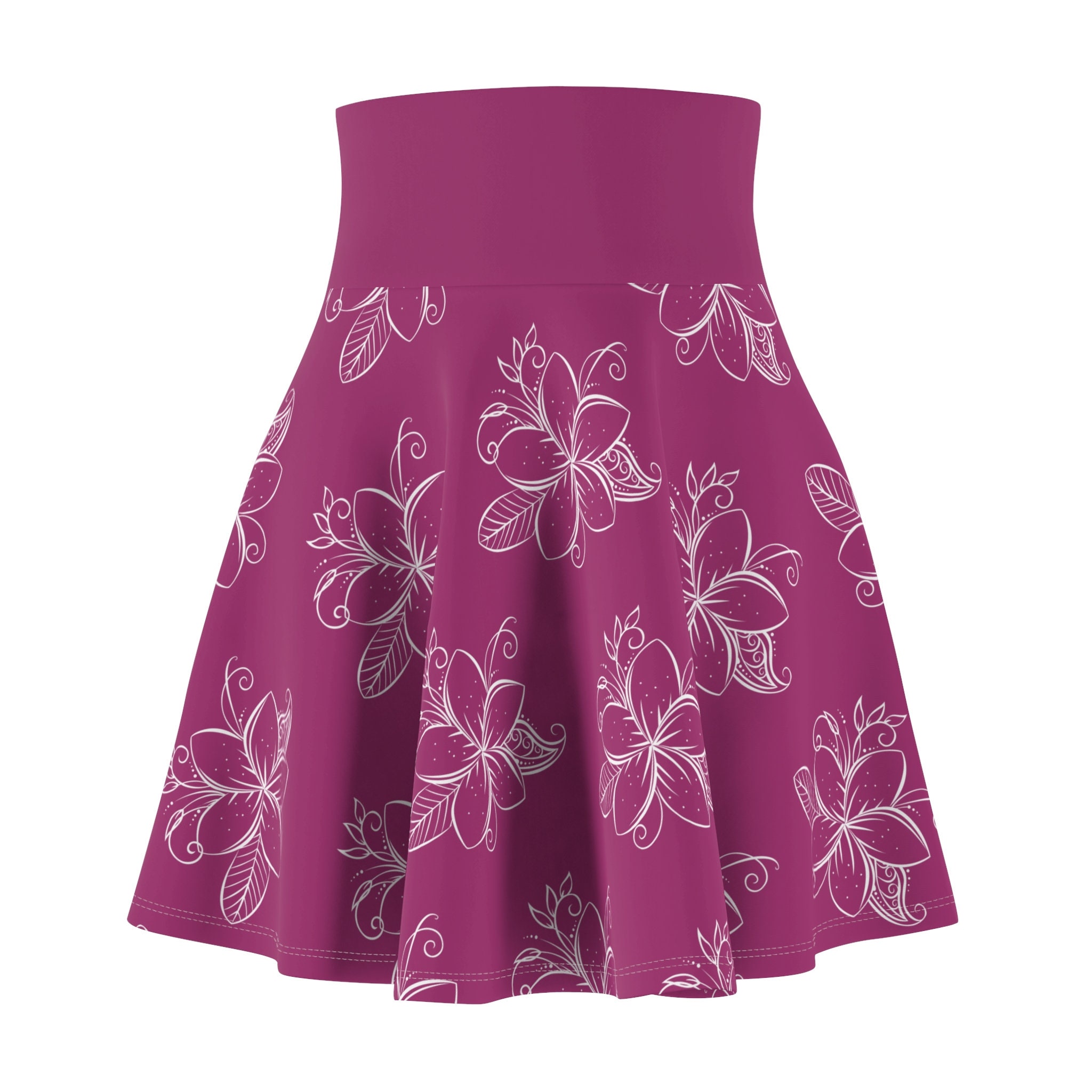 Orchard Flower Pink with Plumerias Skater Skirt, Women's Skater Skirt