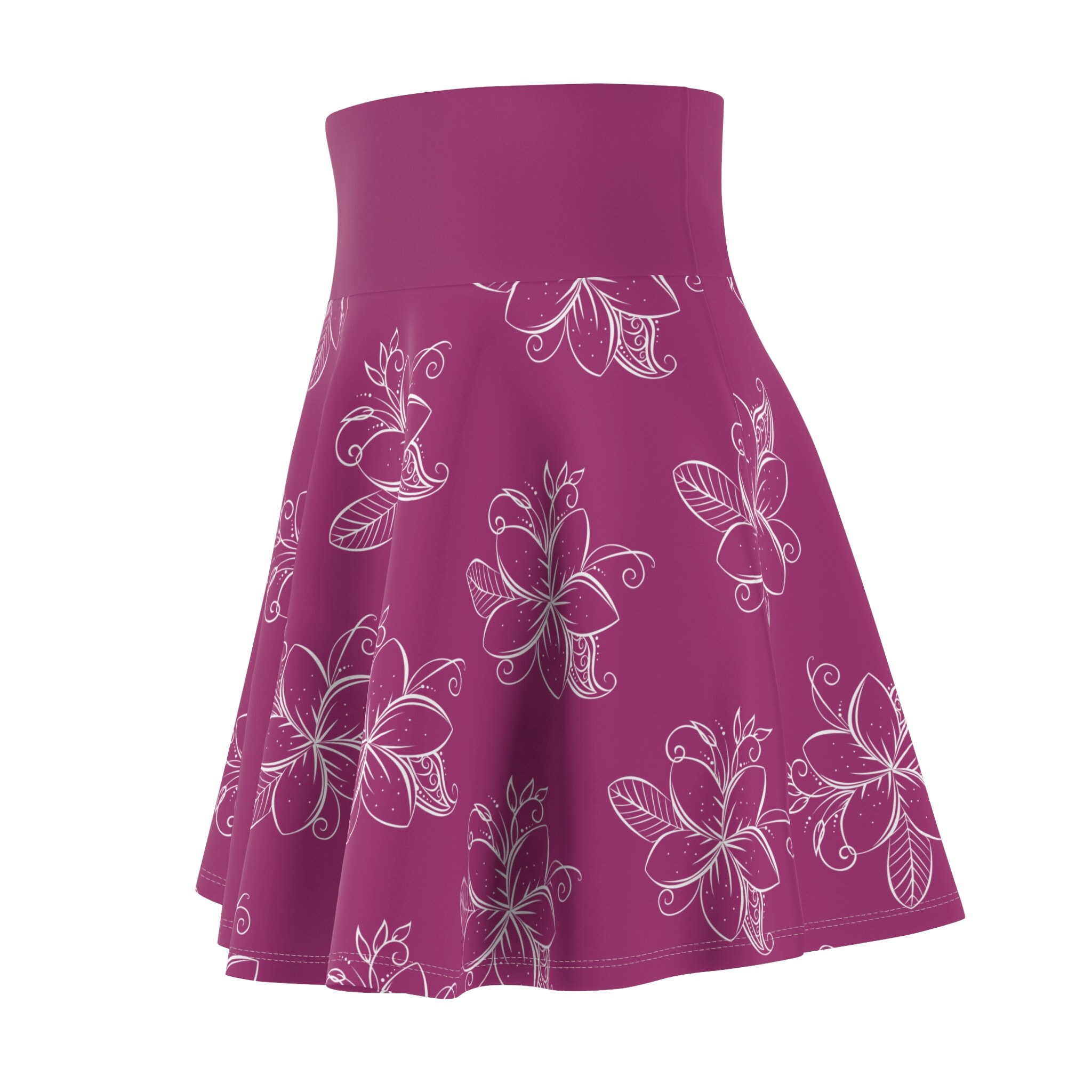 Orchard Flower Pink with Plumerias Skater Skirt, Women's Skater Skirt