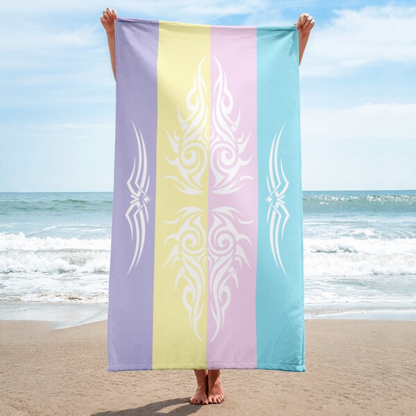 Tribal Striped Beach Towel Vibrant and Exotic Design Great for Poolside Beach Accessory Unique Gift Idea