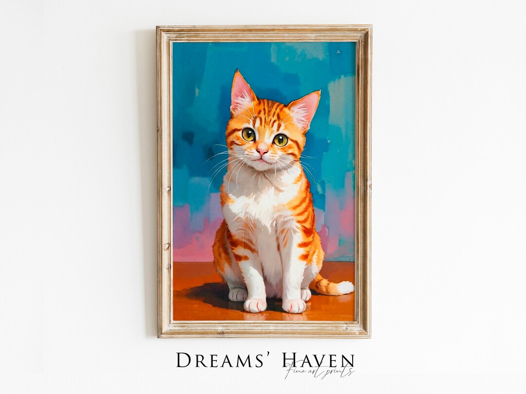 Watercolor Printable Wall Art Orange Cat Poster Animal Wall Art Instant ...