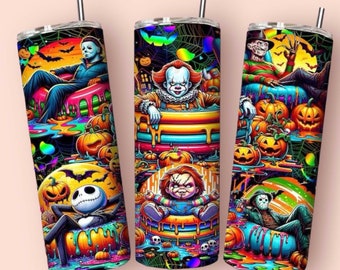 20oz Halloween Movie Character Tumbler, Ideal for Horror Fans, Perfect for Trick-or-Treat Nights
