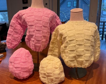 Beautiful Hand Knit Baby Sweater Set