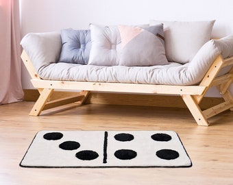 Domino Rug | Mancave Decor - Washable Rug- Non Slip Rug - Fun Room Decor - Tufted Rug - Living Room Rug - Housewarming Gift - Gifts for Him