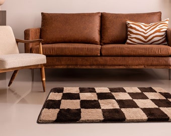 Checkerboard Rug - Tufted Rug - Checkered Rug - Rug for Living Room - Modern Home Decor - Gift for Mom - Housewarming Gift - Dorm Rug
