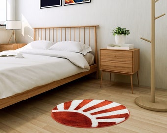 Kawaii Sun Rug - Tufted Rug - Kawaii Red Rug - Nursery Rug - Rug for Bedroom - Rug for Living Room - Washable Rug - Dorm Rug - Kitchen Decor