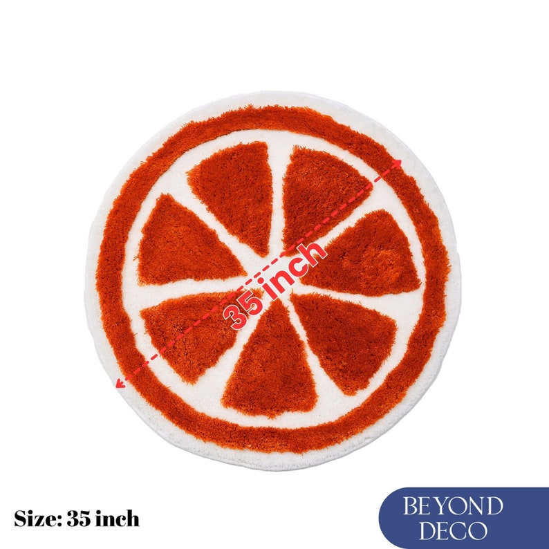 ORANGE RUG Orange Tufted Rug Orange Decor Kitchen Rug Housewarming Gift Bedroom Rug Washable Rug Fruit Rug Dorm Decoration image 2