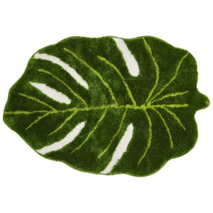 FLUFFY MONSTERA RUG Tufted Monstera Rug Area Rug Monstera Leaf Rug Washable Rug Housewarming Gift Unique Home Decor Boho Rug image 5